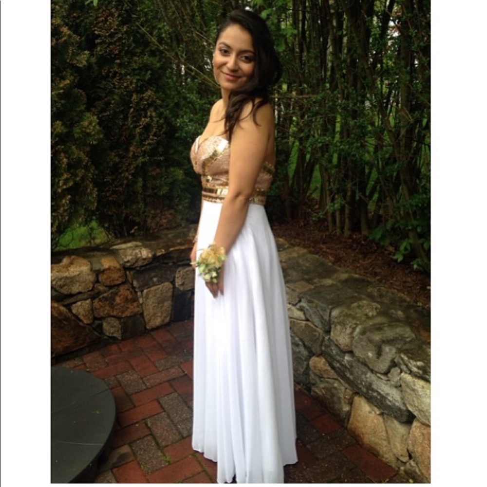 White & Gold Prom Dress!